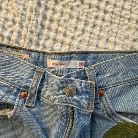 Levi’s Strauss & Farm Rio High Loose fitting Tropical Blue Straight Leg Jeans - Picture 4 of 4